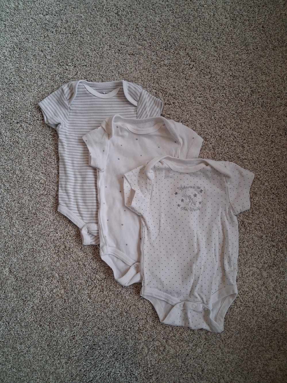 Little Me Cream & White Baby One-Pieces - 3-Pack